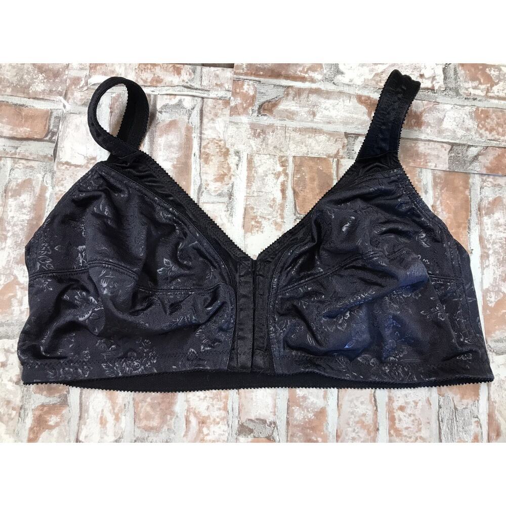 Vintage 90s Bra Size 42DD Bra Unlined Underwired Sheer Floral Black Balconette